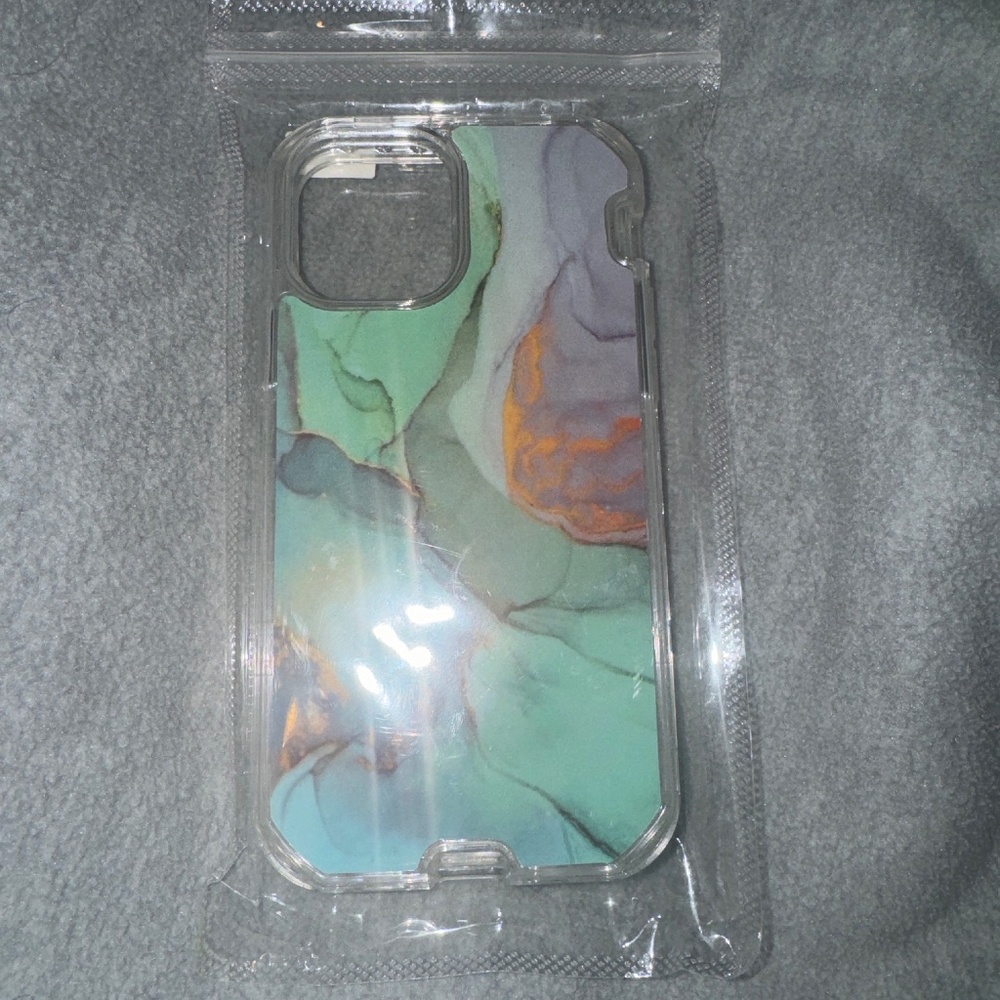 iPhone 12/ 12 Pro Fashion Case Marble Blue-Green